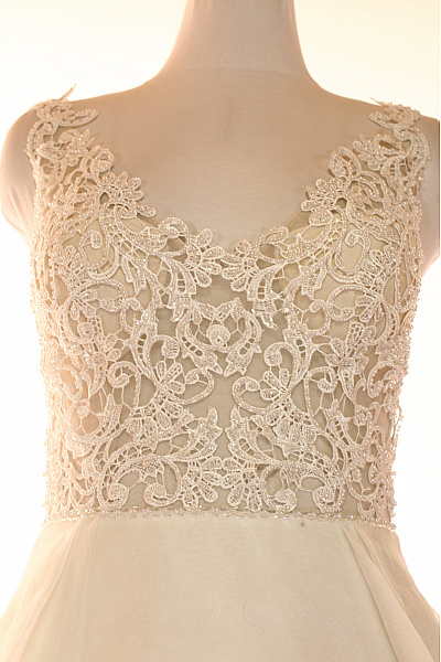 STAR NIGHT Svatební dlouhé krajkové šaty na ramínka princeznovské volné Vel. 36 | STAR NIGHT | obrázek 3