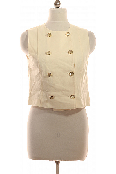 ZARA Dámská Lněná Vesta Béžová Elegantní Bez Rukávů Krátká Společenská Letní Velikost M