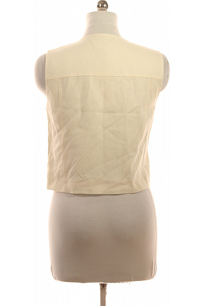 ZARA Dámská lněná vesta béžová elegantní bez rukávů krátká společenská letní Velikost M | ZARA | obrázek 2