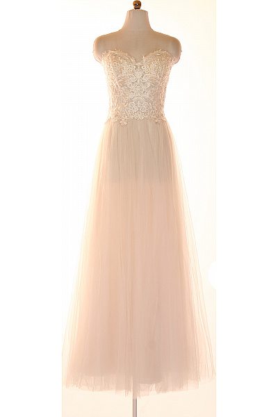 Magic Bride Dlouhé Svatební šaty Tyl Krajkové Korzetové Béžové Vel. DE 44