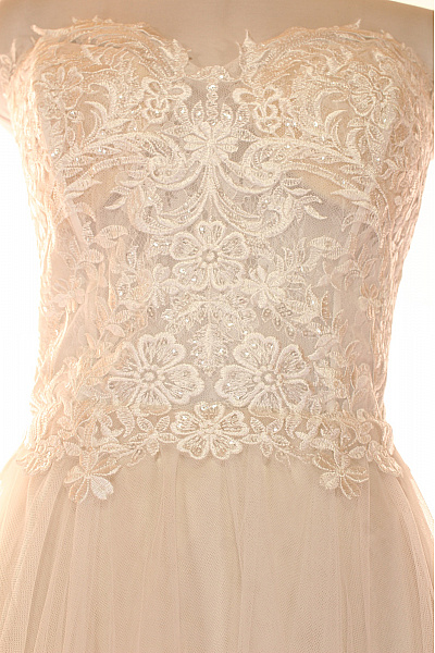 Magic Bride Dlouhé svatební šaty tyl krajkové korzetové béžové Vel. DE 44 | Magic Bride | obrázek 4