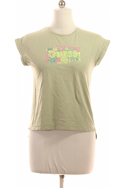 Guess Dámské Světle Zelené Tričko S Krátkým Rukávem A Květinovým Potiskem Vel. 14