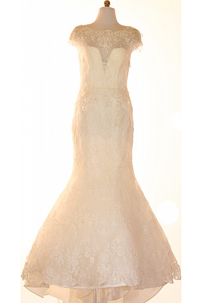 Svatební šaty Krajkové Mořská Panna Dlouhé Elegantní Krémové Vel. IT 44