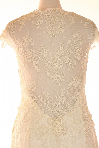 Svatební šaty krajkové mořská panna dlouhé elegantní krémové Vel. IT 44 | Unimoda | obrázek 3