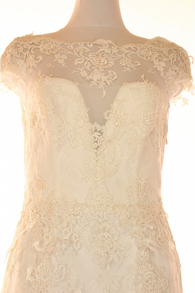 Svatební šaty krajkové mořská panna dlouhé elegantní krémové Vel. IT 44 | Unimoda | obrázek 4