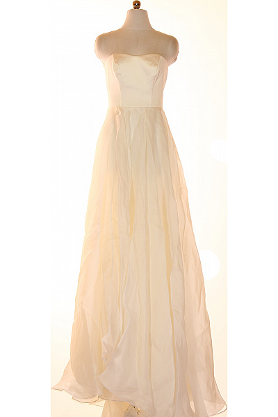 Dámské Dlouhé Svatební šaty Bez Rukávů Saténové Organzové Jednoduché Velikost IT 41