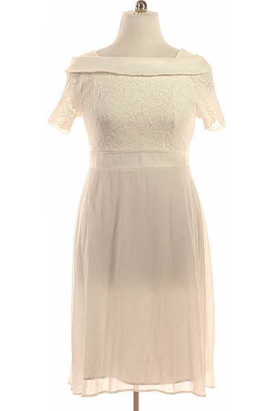 APART Dámské šaty bílé krajkové s krátkým rukávem elegantní midi Velikost EU 44 | APART | obrázek 2