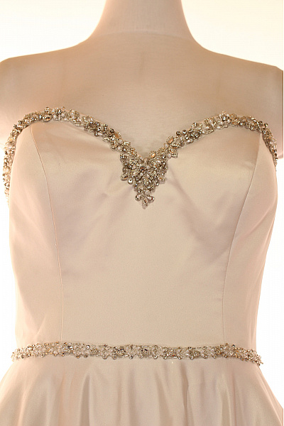 Dámské dlouhé společenské svatební šaty saténové bez rukávů s páskem Velikost 36 | Unimoda | obrázek 5