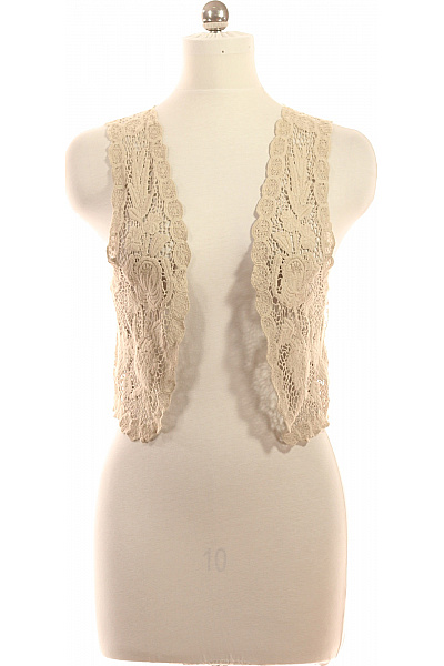 ZARA Dámská Béžová Krajková Krátká Vesta Bavlněná Letní Velikost M