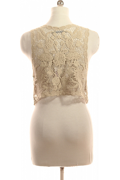 ZARA Dámská béžová krajková krátká vesta bavlněná letní Velikost M | ZARA | obrázek 2