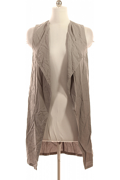 SISLEY Dámský dlouhý vestový kardigan volný minimalistický plátěný šedý Vel. 38 | SISLEY | obrázek 2