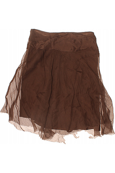 Essentiel Dámská hnědá hedvábná sukně s výšivkou asymetrická průsvitná Vel. 36 | Essentiel | obrázek 3