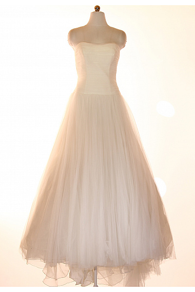 Bílé Dlouhé Tylové Svatební šaty Bez Rukávů Empírové Vel. 44