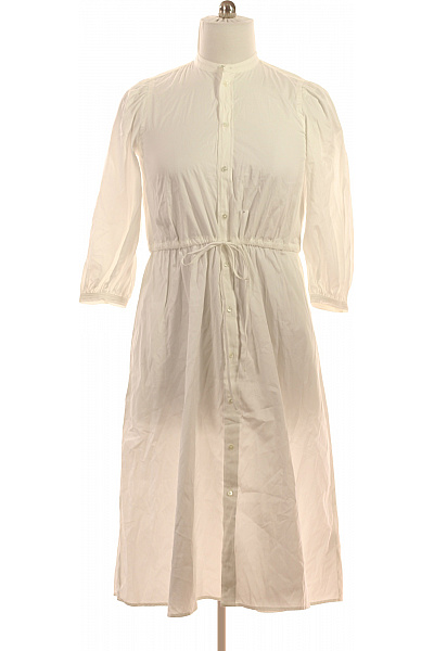Ralph Lauren Bílé Košilové šaty S Páskem Midi Volnočasové Vel. L