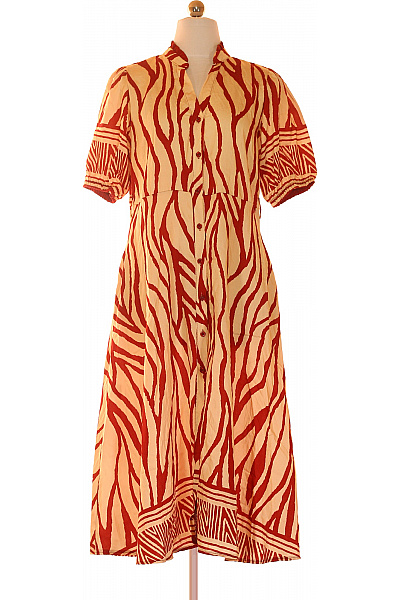 Carolina Cavour Dámské šaty Midi Zvířecí Vzor Krátký Rukáv Volnočasové Velikost EU M