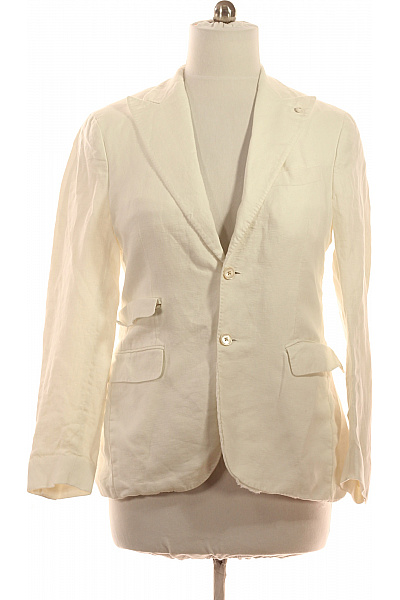 Pánské Lněné Sako Elegantní Volnočasové Bílé Vel. 50