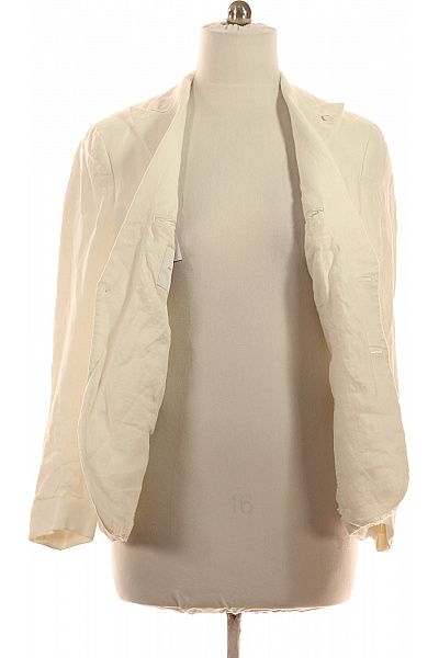 Pánské lněné sako elegantní volnočasové bílé Vel. 50 | Unimoda | obrázek 3