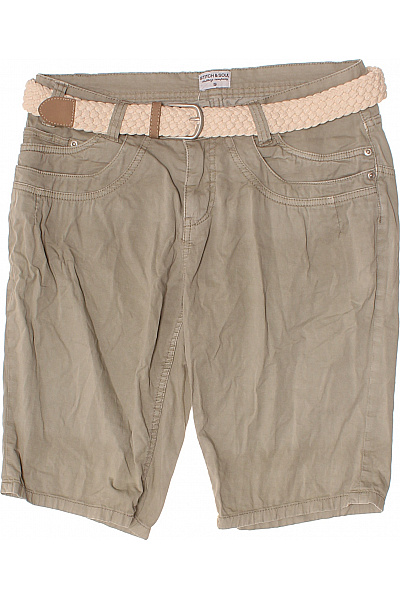 STITCH&SOUL Dámské bavlněné kraťasy volnočasové s páskem khaki Velikost EU S | STITCH&SOUL | obrázek 2