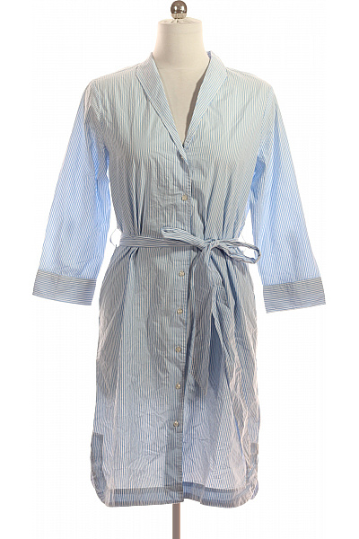 LAWRENCE GREY modré pruhované šaty s dlouhým rukávem a páskem Vel. 40 | LAWRENCE GREY | obrázek 2