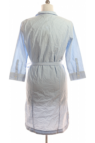 LAWRENCE GREY modré pruhované šaty s dlouhým rukávem a páskem Vel. 40 | LAWRENCE GREY | obrázek 3