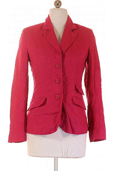 LINDEX Růžové Lněné Sako Elegantní Vypasované Na Běžné Nošení Vel. 34