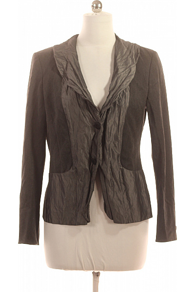 OLSEN Dámské Polyesterové Sako Šedé Elegantní Vypasované S Struktura Knoflíky Velikost US 8