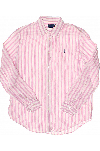 Ralph Lauren Pánská košile s dlouhým rukávem růžová pruhovaná ležérní Vel. L | Ralph Lauren | obrázek 2