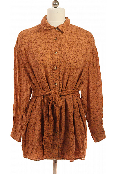 American Vintage Dámská Košile S Dlouhým Rukávem A Potiskem S Páskem Oranžová Vel. XS/S