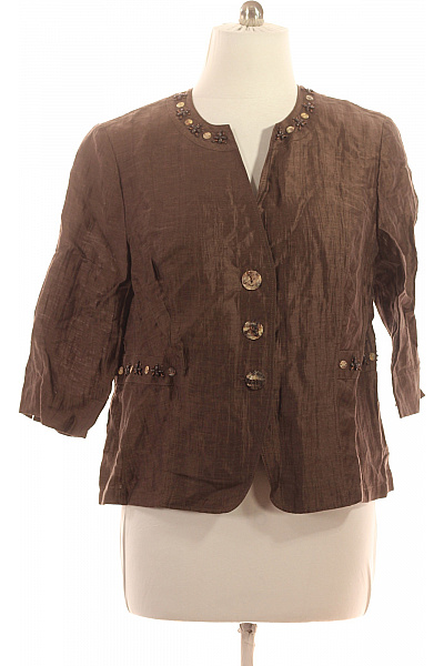 GERRY WEBER Dámská halenka krátký rukáv s kamínky lněná elegantní hnědá Vel. 45 | GERRY WEBER | obrázek 2