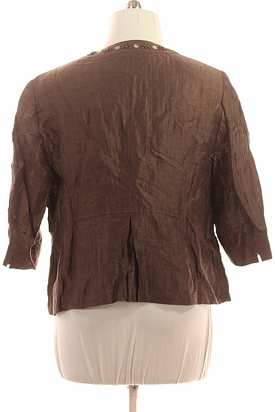 GERRY WEBER Dámská halenka krátký rukáv s kamínky lněná elegantní hnědá Vel. 45 | GERRY WEBER | obrázek 3