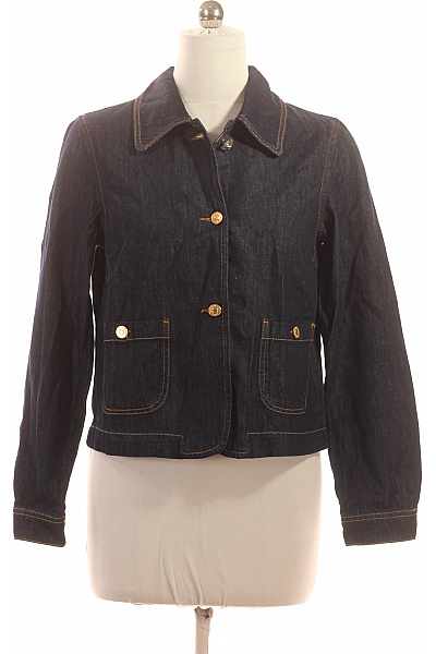 MORE & MORE Dámská Bavlněná Džínová Bunda Tmavě Modrá Krátká Elegantní Vel. EU 38