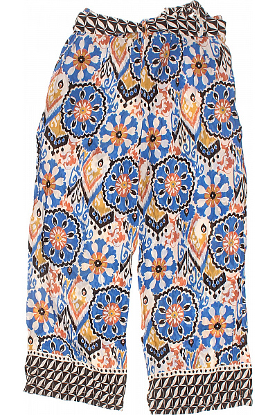 MORE & MORE Dámské široké kalhoty s páskem barevné květované volnočasové Vel. 40 | MORE & MORE | obrázek 3