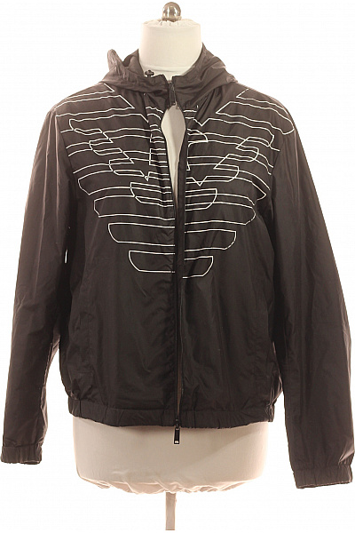 Pánská černá Bunda S Kapucí A Logem