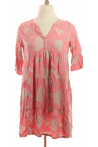 Sublevel Dámské šaty S Krátkým Rukávem Růžové Květované Volnočasové Velikost XXL