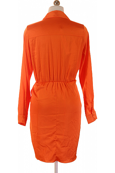 Guess Oranžové saténové šaty s dlouhým rukávem a páskem Vel. S | Guess | obrázek 2