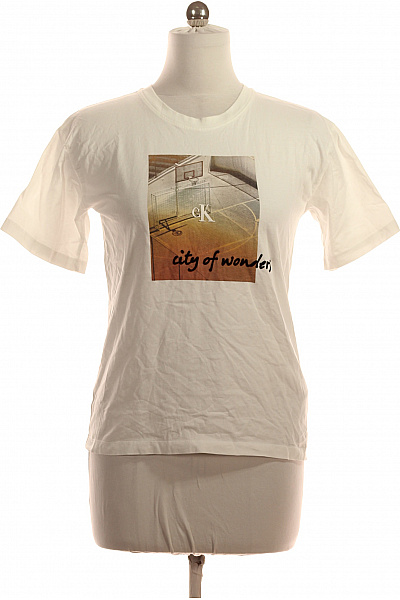 Calvin Klein Dámské tričko s krátkým rukávem a potiskem bílé bavlněné Velikost M | Calvin Klein | obrázek 2
