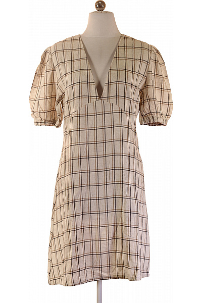 STUDIOFAVN Dámské Kostkované šaty S Krátkým Rukávem A Výstřihem Do V Velikost 36