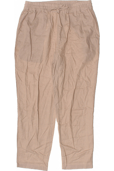 Pánské Plátěné Kalhoty Volnočasové Béžové Lněné Velikost L