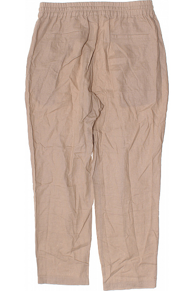 Pánské plátěné kalhoty volnočasové béžové lněné Velikost L | Unimoda | obrázek 2