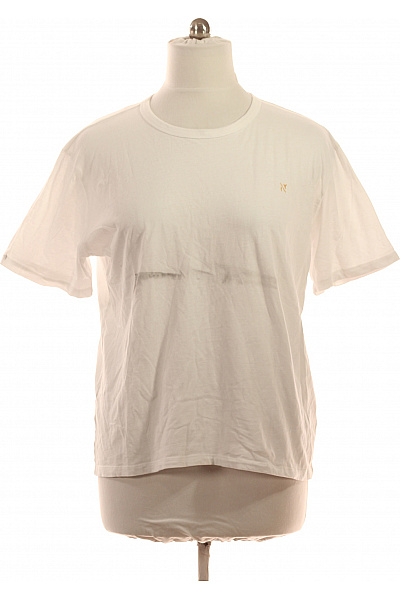 NOWADAYS Pánské Tričko S Krátkým Rukávem Bílé Bavlněné Basic S Výšivkou Vel. XXL