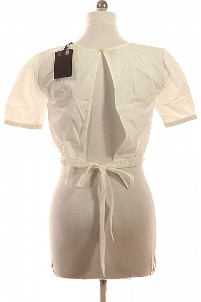 STEFANEL Bílá halenka krátký rukáv crop bavlna s gumou v pase Velikost 38 | STEFANEL | obrázek 2