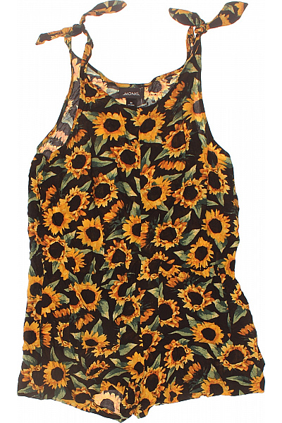 Monki černé overaly bez rukávů letní vzor slunečnice Vel. XS | Monki | obrázek 2