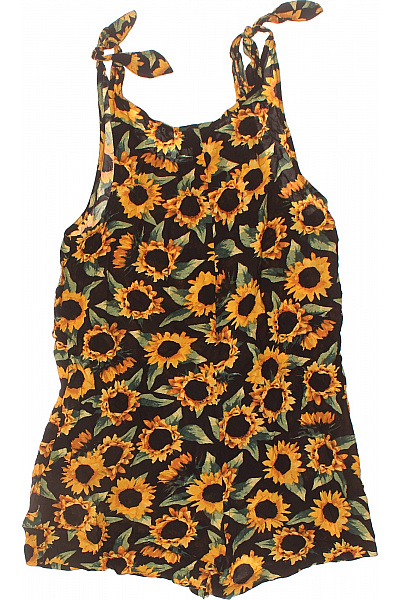 Monki černé overaly bez rukávů letní vzor slunečnice Vel. XS | Monki | obrázek 3