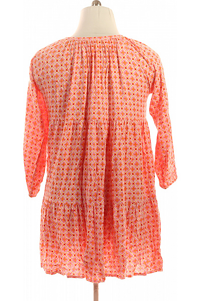 dámské šaty s dlouhým rukávem oranžové květované volnočasové boho Velikost XL | Unimoda | obrázek 3