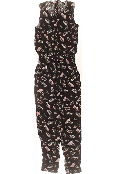 TOM TAILOR černé dámské overaly bez rukávů s potiskem listí Velikost S | TOM TAILOR | obrázek 3