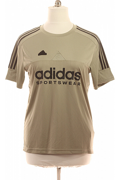 ADIDAS Pánské Tričko Krátký Rukáv Sportovní Khaki S Potiskem Vel. M