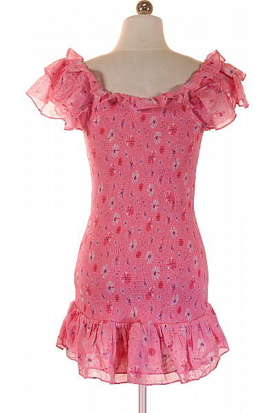 LOVESTITCH Růžové květované šaty s krátkým rukávem a volánky Vel. M | LOVESTITCH | obrázek 2