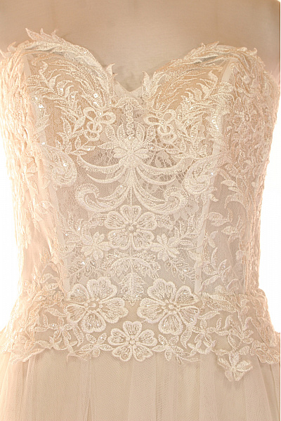 Magic Bride Dlouhé svatební šaty bez rukávů krajkové tylové korzetové romantické Velikost 38 | Magic Bride | obrázek 4