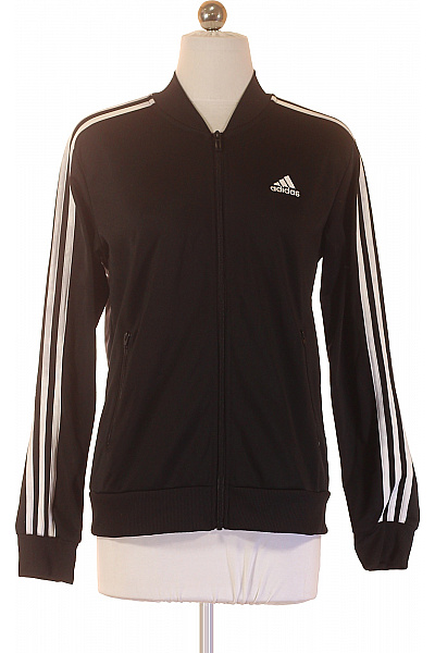 ADIDAS Dámská černá Mikina S Dlouhým Rukávem Na Zip Pruhovaná Streetwear Velikost S