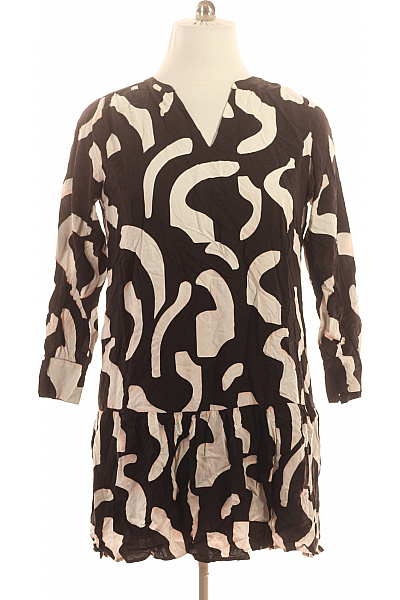 COMMA Dámské šaty S Dlouhým Rukávem černo-bílé Vzorované Volnočasové Velikost 46